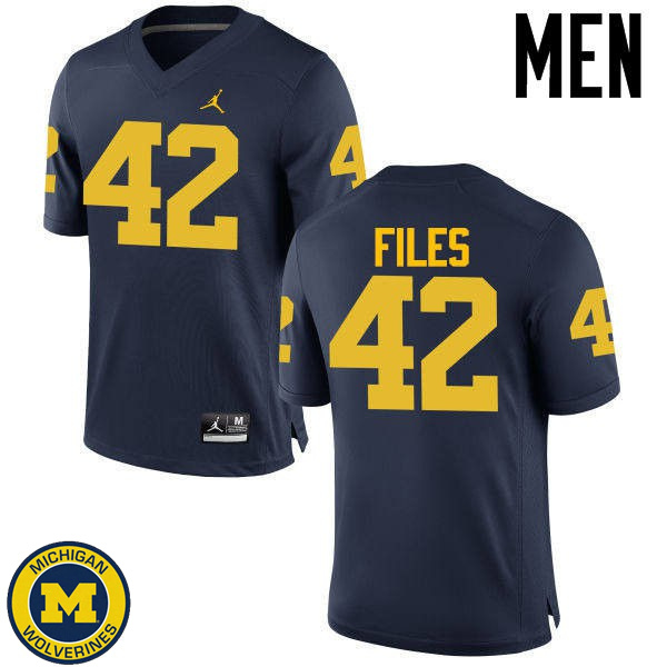 Mens Michigan Wolverines #42 Joseph Files Navy High School Jersey